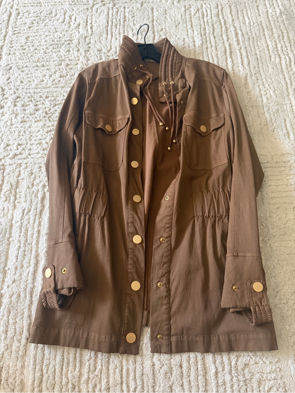 Brown Utility Jacket with Gold Hardware